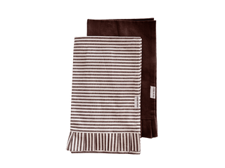 Brown & White Stripes Ruffle Kitchen Dish Towel