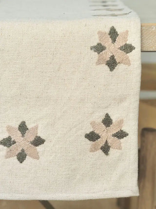 Embroidered Star Table Runner Green