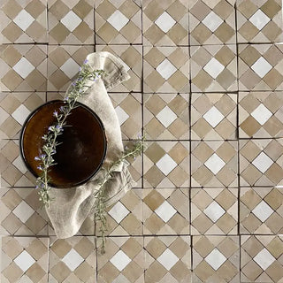 Oat, Latte Snow Zellige 4"x4" by Tilesofezra