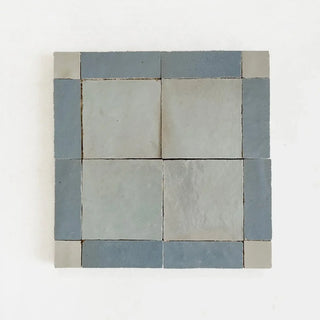 Duck Egg Blue, Clear Sky & Chameleon - Moroccan Zellige Square Mosaic by Tilesofezra