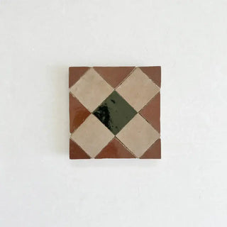 Rust, Dark Green, Clay Zellige 4"x4" by Tilesofezra