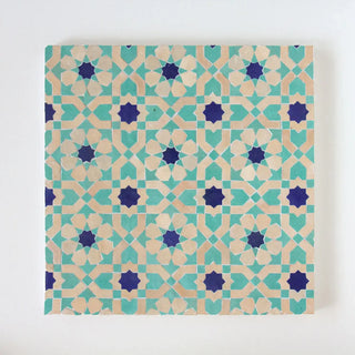 Clay, Poseidon and Cobalt - Moroccan Zellige Flower Mosaic by Tilesofezra