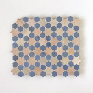 Clay & Clear Sky - Moroccan Zellige Star Mosaic by Tilesofezra