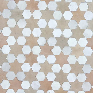 Snow & Clay - Moroccan Zellige Star Mosaic by Tilesofezra