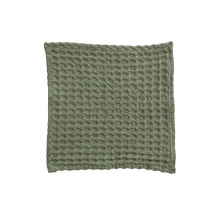 Stonewashed Cotton Waffle Weave Dish Cloths, Green, Set of 3