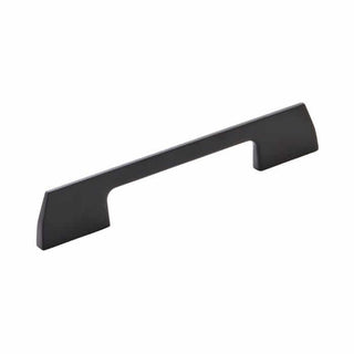 Matte black pull handle from the Angle Collection, 5-1/16 in. (128mm) size, contemporary style, made of zinc.