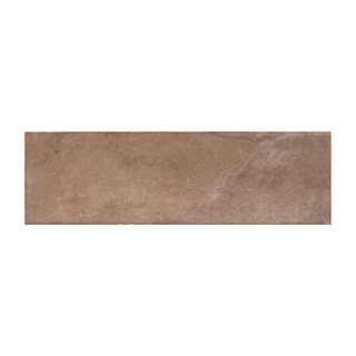 Candy 2x6" porcelain tile in warm brown with a glossy, textured surface, ideal for unique home transformations.