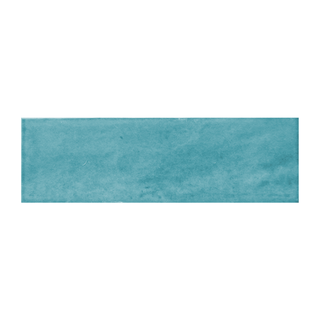 Candy 2x6" porcelain tile in elegant turquoise with a glossy texture, ideal for unique and contemporary designs.