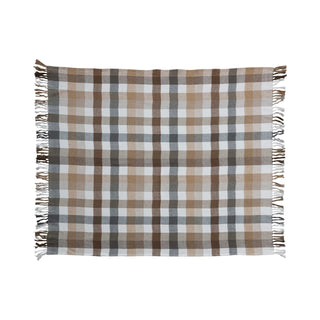 Brushed Cotton Flannel Throw w/ Fringe, Plaid