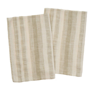 Cabana Stripe Tea Towels Sand set of two