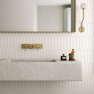 Lanse Matte White Picket Ceramic Wall Tile - 2 x 9 in.
