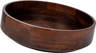 Round Acacia Wood Serving Bowl with Lid, Walnut Brown