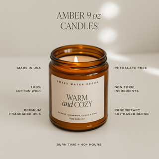 Cashmere and Vanilla Soy Candle - Amber Jar - 9 oz