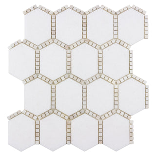 Jeweled Hex Mosaic in pale beige
