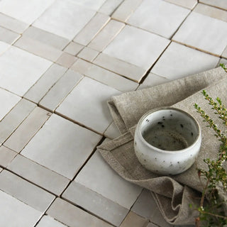 Snow & Dust - Moroccan Zellige Square Mosaic by Tilesofezra