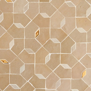 Latte, Dust and Oro inserts - Moroccan Zellige Mosaic by Tilesofezra