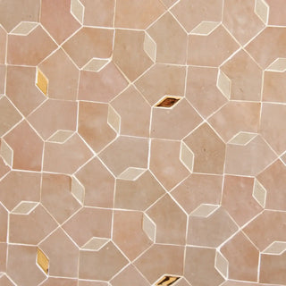 Moroccan Pink, Dust & Oro inserts - Moroccan Zellige Mosaic by Tilesofezra