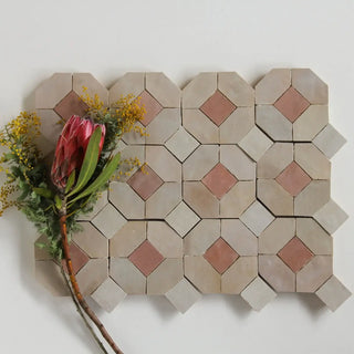 Moroccan Pink, Latte, Dust & Oat - Moroccan Zellige Mosaic by Tilesofezra