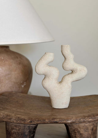 Moon Ceramic Candlestick Candleholder , Beige