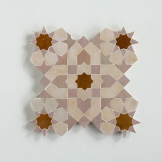 Clay, Manuka and Moroccan Pink - Moroccan Zellige Flower Mosaic by Tilesofezra