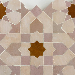 Clay, Manuka and Moroccan Pink - Moroccan Zellige Flower Mosaic by Tilesofezra