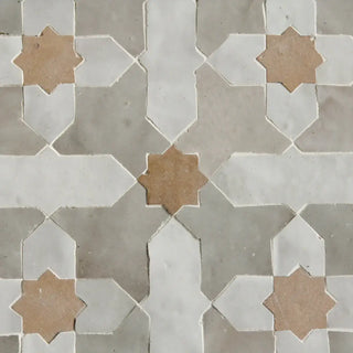 Snow, Clay & Dust- Moroccan Zellige Crosses Mosaic by Tilesofezra