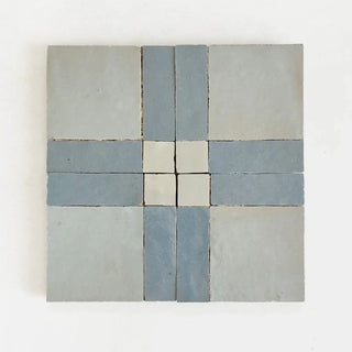 Duck Egg Blue, Clear Sky & Chameleon - Moroccan Zellige Square Mosaic by Tilesofezra