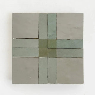 Moss, Avocado & Chameleon - Moroccan Zellige Square Mosaic by Tilesofezra