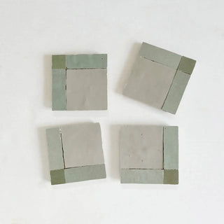 Moss, Avocado & Chameleon - Moroccan Zellige Square Mosaic by Tilesofezra