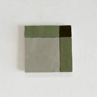 Dark Green, Avocado & Chameleon - Moroccan Zellige Square Mosaic by Tilesofezra