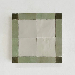 Dark Green, Avocado & Chameleon - Moroccan Zellige Square Mosaic by Tilesofezra