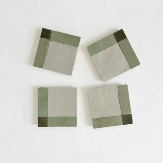 Dark Green, Avocado & Chameleon - Moroccan Zellige Square Mosaic by Tilesofezra