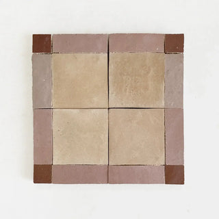Clay, Moroccan Pink & Rust - Moroccan Zellige Square Mosaic by Tilesofezra