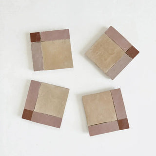 Clay, Moroccan Pink & Rust - Moroccan Zellige Square Mosaic by Tilesofezra
