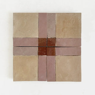 Clay, Moroccan Pink & Rust - Moroccan Zellige Square Mosaic by Tilesofezra