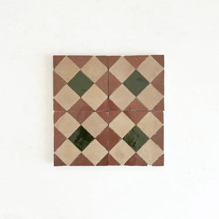 Rust, Dark Green, Clay Zellige 4"x4" by Tilesofezra
