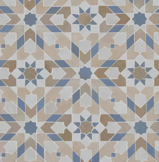 Clear Sky, Latte, Snow & Clay - Moroccan Zellige Snowflake Mosaic by Tilesofezra