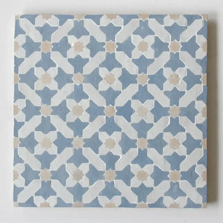 Snow, Clay & Blue Grass - Moroccan Zellige Crosses Mosaic by Tilesofezra
