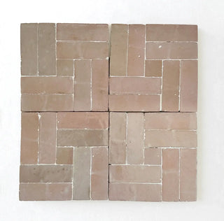 Moroccan Pink Bejmat & Moroccan Pink - Moroccan Zellige Rectangle Square Mosaic by Tilesofezra