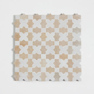 Clay & Snow - Moroccan Zellige Stars & Crosses Mosaic by Tilesofezra