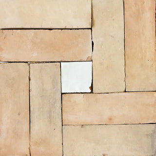 Clay Bejmat with Snow & Black - Moroccan Zellige Rectangle Square Mosaic by Tilesofezra