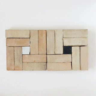 Clay Bejmat with Snow & Black - Moroccan Zellige Rectangle Square Mosaic by Tilesofezra