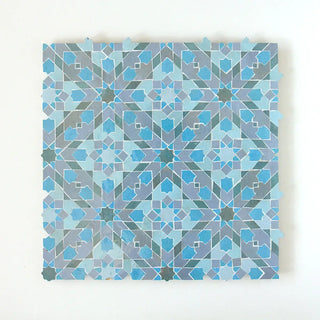 Forest, Teal, Clear Sky & Cool Breeze - Moroccan Zellige Snowflake Mosaic by Tilesofezra