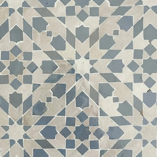 Clear Sky & Dust - Moroccan Zellige Snowflake Mosaic by Tilesofezra