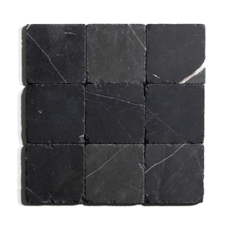 Nero St. Gabriel 4"x4" Tumbled Marble Tile