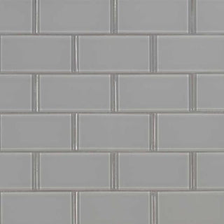 Oyster Gray Glass Subway Tile 2x4"