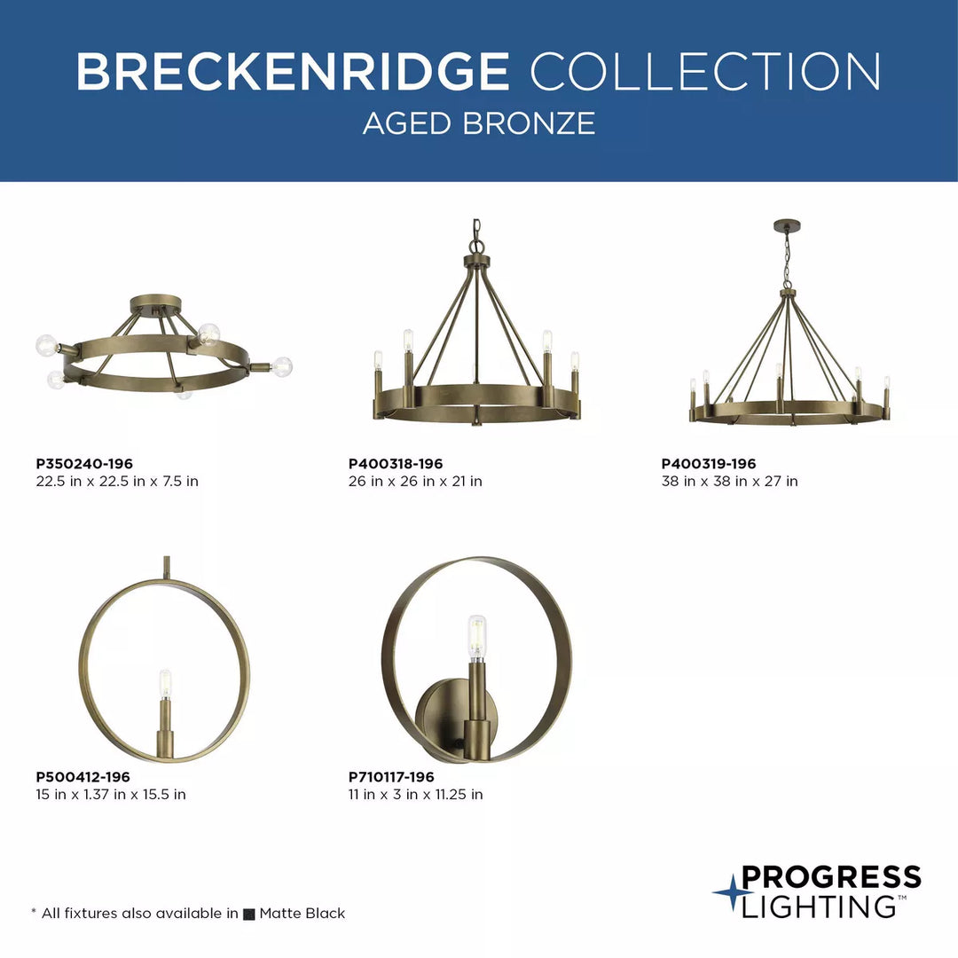 Breckenridge Collection One-Light Aged Bronze Rustic Farmhouse Pendant