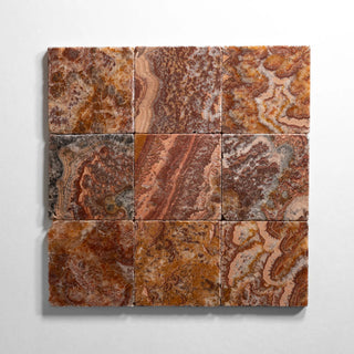 Red Onyx 4"x4" Tumbled Marble Tile