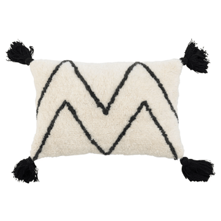 Chevron Wool Blend Tufted Lumbar Pillow