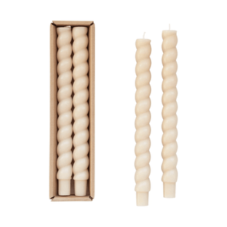 Unscented Twisted Taper Candles in Box, Set of 2 Cream